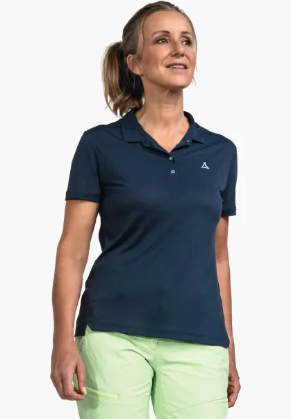 Shirts/Polos Luxe Dames Schöffel Gerecycled Poloshirt Voor Wandeltochten Blauw