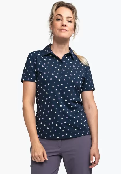 Schöffel Blauw Dames Mode Shirts/Polos Sneldrogende Wandelpoloshirt
