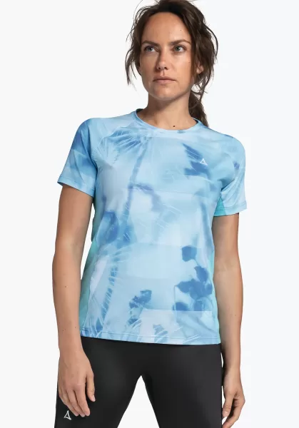 Blauw T-Shirt Met Ademend Rugpand Afslag Dames Shirts/Polos Schöffel