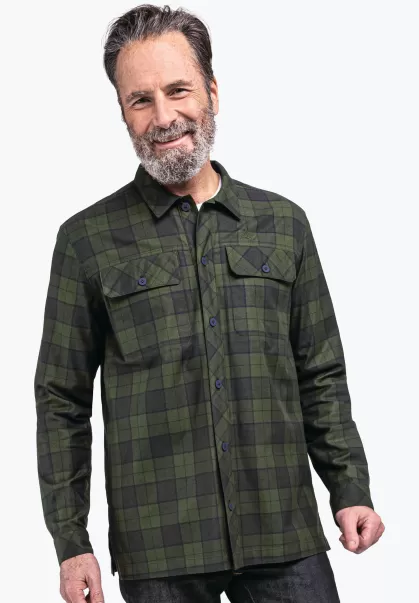 Casual Overhemd Van Tencel Materiaalmix Hemden Heren Schöffel Grün Authentiek