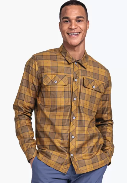 Casual Overhemd Van Tencel Materiaalmix Groothandelaar Hemden Heren Schöffel Bruin