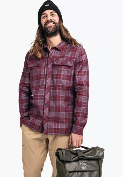 Schöffel Rood Heren Betrouwbaar Hemden Casual Overhemd Van Tencel Materiaalmix