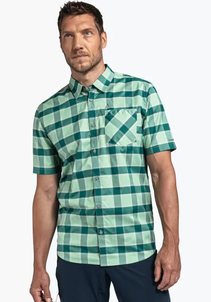 Heren Groen Basic-Hemd Met Een Zachte Touch Stijl Schöffel Hemden