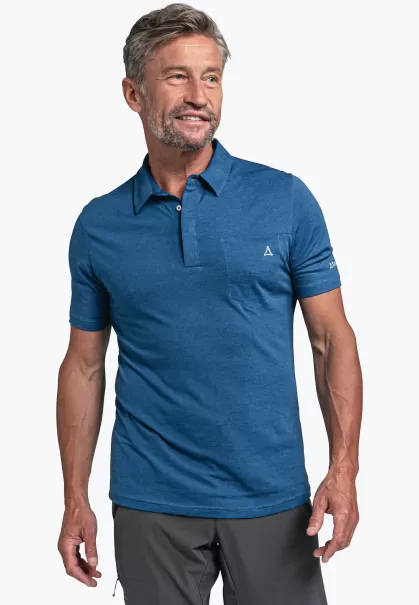 Heren Uitstekend Schöffel Shirts/Polos Sportieve Polo Van Natuurlijke Vezels Blauw