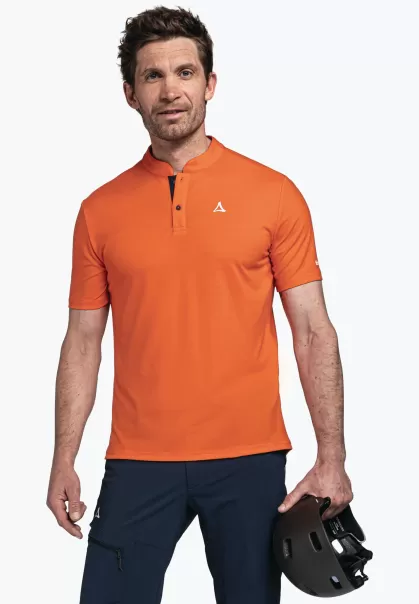 Oranje Schöffel Heren Shirts/Polos Functionaliteit Koelend Fietsshirt Met Achterzak