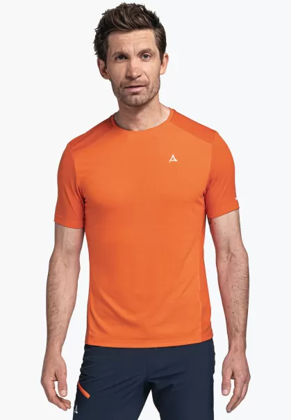 Heren Mode Shirts/Polos Oranje Hybride T-Shirt Met Ademende Rug Schöffel