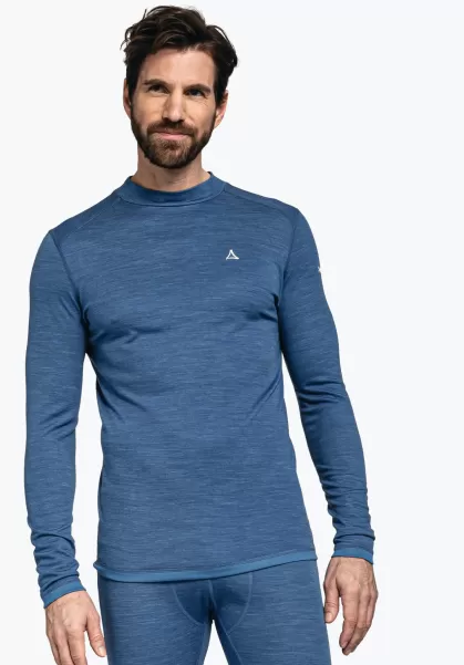 Nieuw Product Heren Schöffel Blauw Lichaamsklimaat Regulerend Merino Shirt Ondergoed